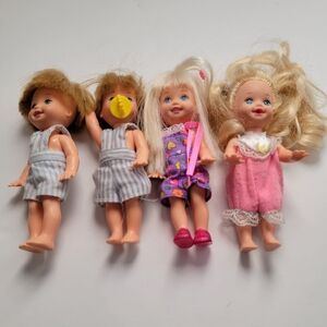 Barbie Little Sister Friend Boy Dolls Baby Twins Vintage With Clothes Lot Of 4